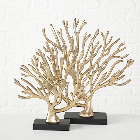 Golden Caribbean Coral Figurine - Elegant Interior Decoration